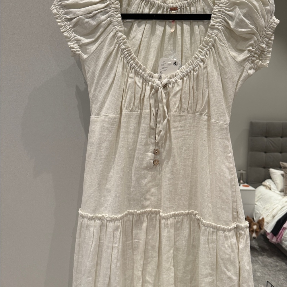 White Ruffled Midi Dress